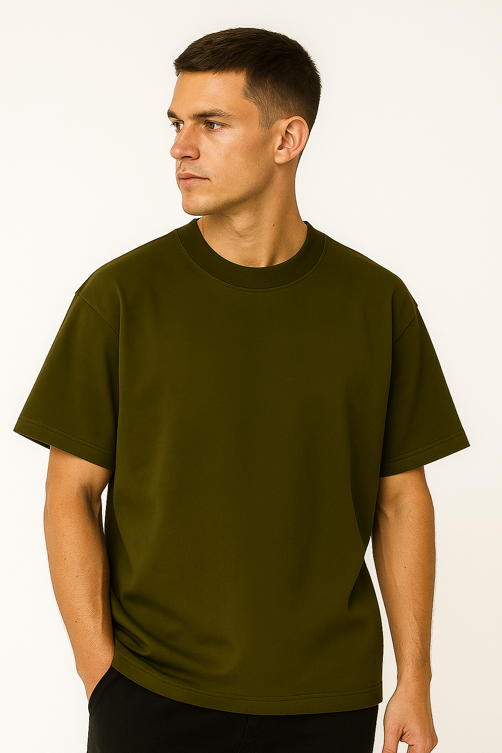 Drop Shoulder T shirt - Olive