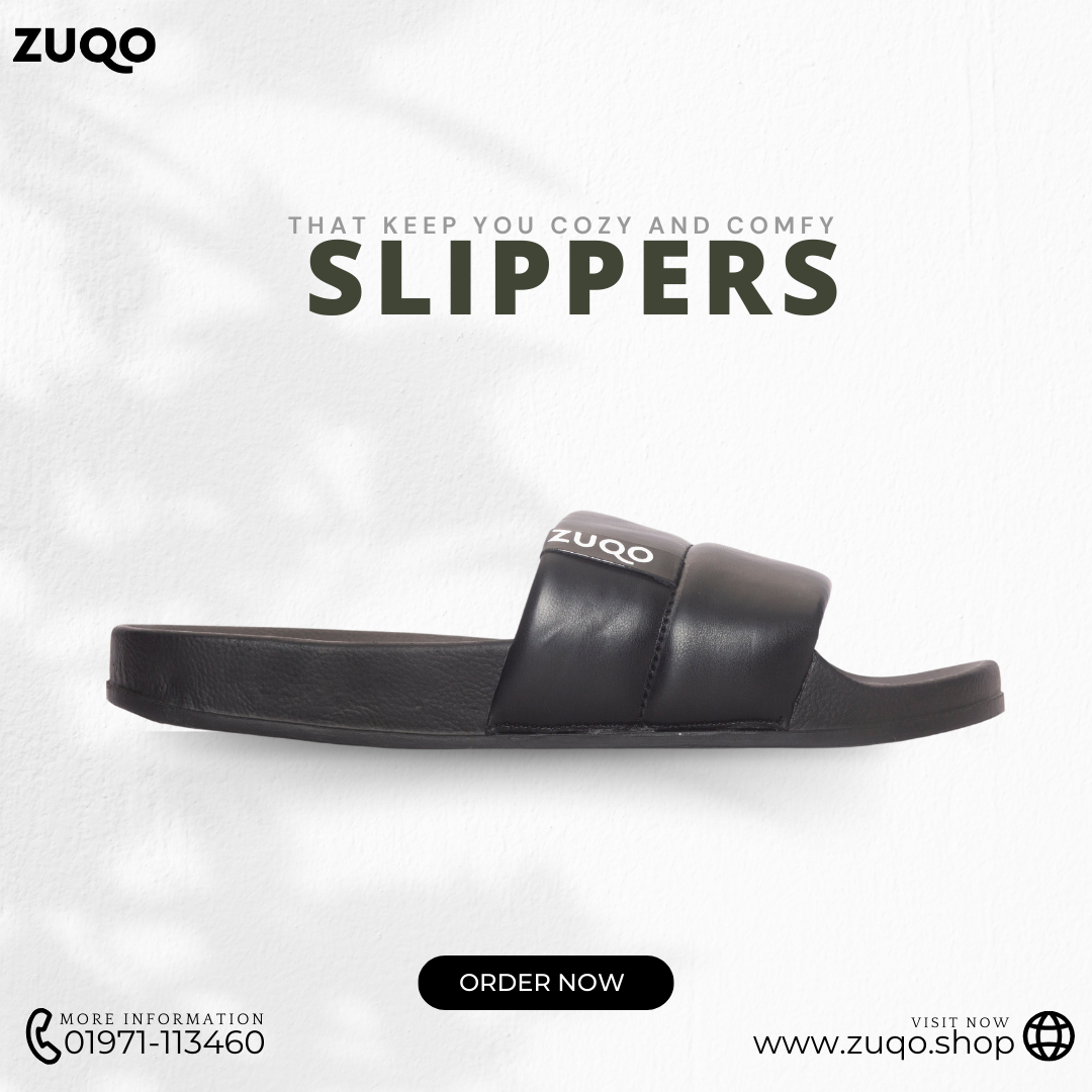 Zuqo Mens Slides / Slipper - Black zuqowear All Product Zuqowear