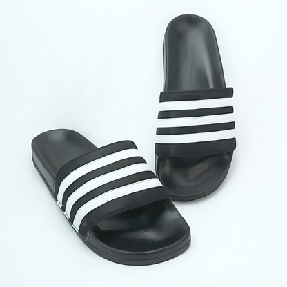 Zuqo Mens Slides / Slipper - Black Stripe
