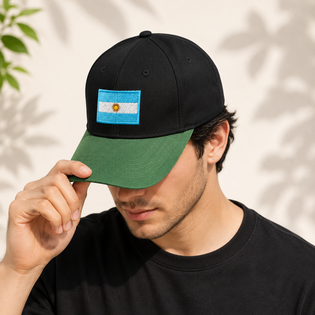 BASEBALL CAP  GREEN  BLACK - ARGENTINA  FLAG